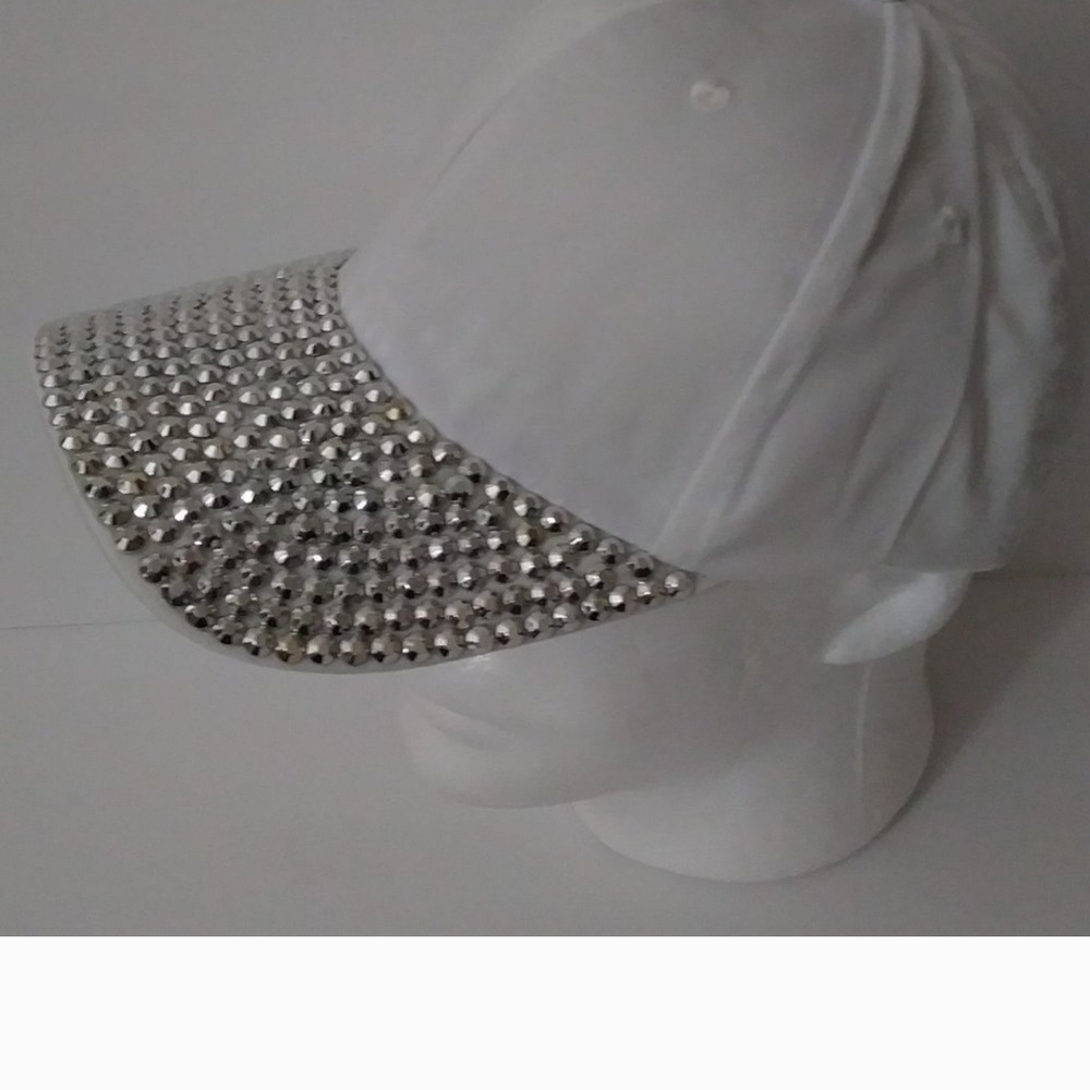 White and Silver Studded Cap